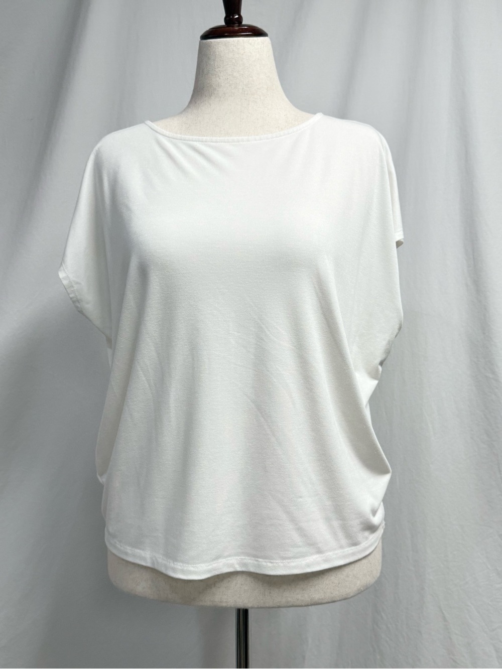 Ann Taylor Factory ivory Short Sleeve Draped Boatneck wedge Top